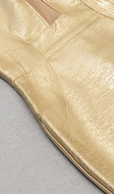 PLUNGE MESH BANDAGE MIDI DRESS IN GOLD DRESS STYLE OF CB 