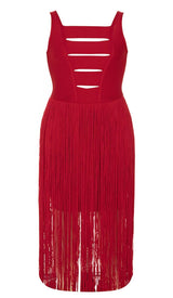 PLUS CUTOUT TASSEL MIDI DRESS IN RED DRESS STYLE OF CB 