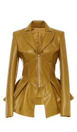 PU jacket leather coat styleofcb YELLOW XL 