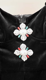 PUFF SLEEVE VELVET MINI DRESS IN BLACK DRESS styleofcb 