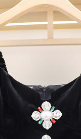 PUFF SLEEVE VELVET MINI DRESS IN BLACK DRESS styleofcb 