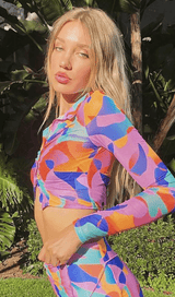 Printed mesh pleated top styleofcb 