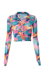 Printed mesh pleated top styleofcb 