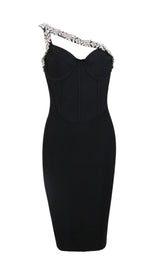 RED CRYSTAL STRAPS CROSET DRESS styleofcb XS BLACK 