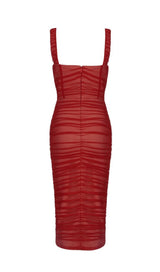 RED RUCHED BANDAGE MIDI DRESS Dresses styleofcb 