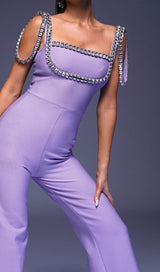 RHINESTONE STRAP JUMPSUIT IN PURPLE DRESS STYLE OF CB 