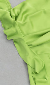 RUCHED SATIN MAXI DRESS IN GREEN DRESS STYLE OF CB 