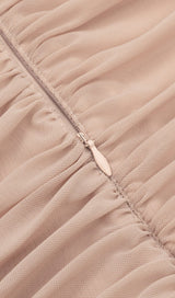 RUCHED BODYCON MIDI DRESS IN TAUPE DRESS STYLE OF CB 