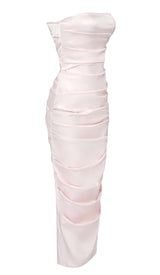 RUCHED OFF-SHOULDER SLIM MIDI DRESS IN PINK DRESS STYLE OF CB 