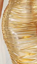 RUCHED STRAPPY MIDI DRESS IN GOLD DRESS STYLE OF CB 
