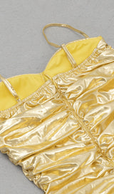 RUCHED STRAPPY MIDI DRESS IN GOLD DRESS STYLE OF CB 