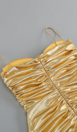 RUCHED STRAPPY MINI DRESS IN GOLD DRESS STYLE OF CB 
