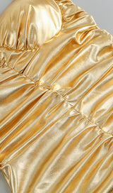 RUCHED STRAPPY MINI DRESS IN GOLD DRESS STYLE OF CB 