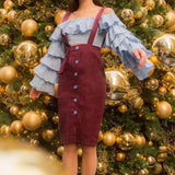 RUFFLE-TRIMMED CROP TOP DRESS STYLE OF CB 