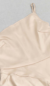 RUFFLED PLATED MAXI DRESS IN KHAKI DRESS styleofcb 