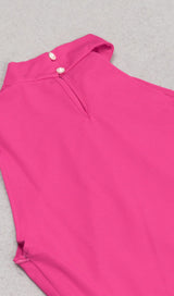 RUFFLE SPLIT MIDI DRESS IN STRONG MAGENTA DRESS styleofcb 