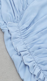 RUFFLE V-NECK MIDI DRESS IN TRANQUIL OCEAN Dresses styleofcb 