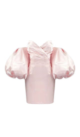 SATIN PUFF SLEEVE MINI DRESS IN PINK Dresses styleofcb 