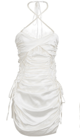 SATIN RUCHED MINI DRESS IN PINK styleofcb WHITE S 