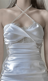 SATIN RUCHED MINI DRESS IN PINK styleofcb 