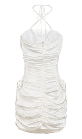 SATIN RUCHED MINI DRESS IN PINK styleofcb 