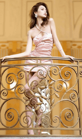 SATIN RUCHED MINI DRESS IN PINK styleofcb 