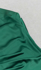 SATIN SIDE TIE MIDI DRESS IN GREEN styleofcb 