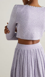 SEQUIN PLEATED TWO PIECE SET IN LILAC DRESS STYLE OF CB 