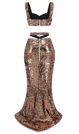 SEQUIN CLEOPATRA TWO PIECE SUIT IN METALLIC DRESS STYLE OF CB 