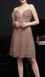SEQUINED PLUNGE MIDI DRESS DRESS STYLE OF CB 