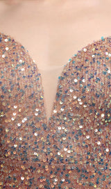 SEQUINED PLUNGE MIDI DRESS DRESS STYLE OF CB 