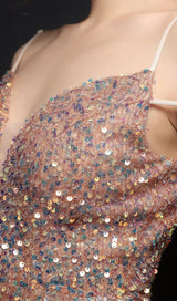 SEQUINED PLUNGE MIDI DRESS DRESS STYLE OF CB 