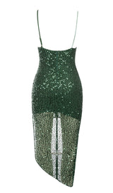 SEQUIN SLIT MIDI DRESS IN OLIVE DRESS STYLE OF CB 