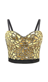 SILVER BEADED SEQUIN CORSET styleofcb 34B GOLD 