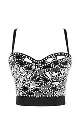 SILVER BEADED SEQUIN CORSET styleofcb 34B SLIVER 
