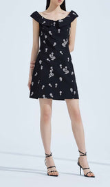 SLEEVELESS EMBROIDERED MINI DRESS IN BLACK DRESS STYLE OF CB 
