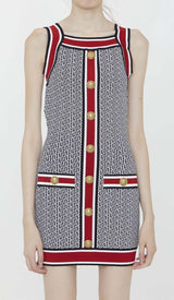 SLEEVELESS KNIT MINI DRESS IN MULTICOLOR DRESS STYLE OF CB 
