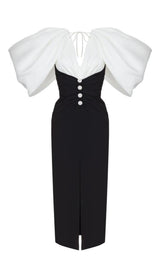 SLIT MIDI DRESS IN BLACK AND WHIRT Dresses styleofcb 