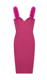 SPLIT FEATHER MAXI DRESS IN PINK Dresses styleofcb 