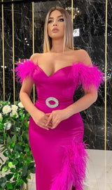 SPLIT FEATHER MAXI DRESS IN PINK Dresses styleofcb 