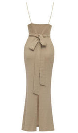 SPLIT MAXI DRESS IN BEIGE Dresses styleofcb 
