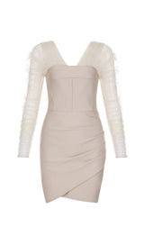 STRAPLESS BANDAGE MINI DRESS IN BEIGE Dresses styleofcb 