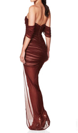 STRAPLESS BANDAGE RUCHED MAXI DRESS IN BROWN Dresses styleofcb 