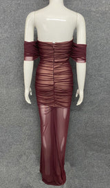 STRAPLESS BANDAGE RUCHED MAXI DRESS IN BROWN Dresses styleofcb 