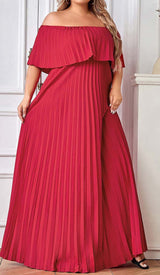 STRAPLESS PLEATED MAXI DRESS IN RED DRESS styleofcbdress 