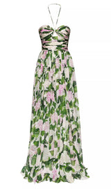 FLORAL HALTERNECK MAXI DRESS IN GREEN DRESS STYLE OF CB 