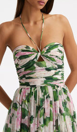 FLORAL HALTERNECK MAXI DRESS IN GREEN DRESS STYLE OF CB 
