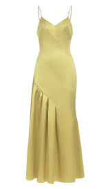 STRAPPY SATIN MIDI DRESS IN PALE OCHRE DRESS STYLE OF CB 