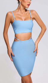 SUSPENDER WAIST TWO PIECES MINI DRESS IN BLUE DRESS STYLE OF CB 
