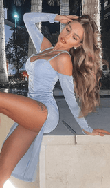 Shiny silk sling split dress styleofcb 